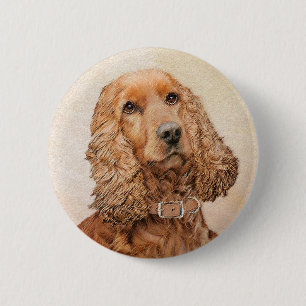 Badge Rond 5 Cm Anglais Cocker Peinture Espagnole - Art Chien orig