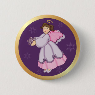 Badge Rond 5 Cm Angle de flocon de neige