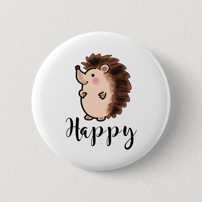 Badge Rond 5 Cm Animal heureux de hérisson (Devant)