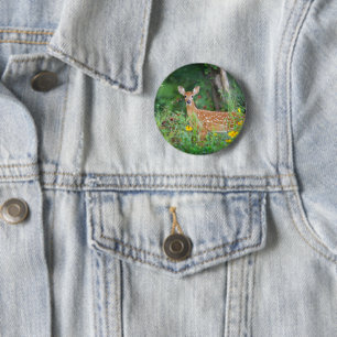 Badge Rond 5 Cm Animaux de bébés cutest Cerf à queue blanche dan