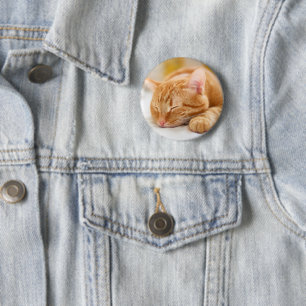 Badge Rond 5 Cm Animaux de bébés cutest   Chat de gingembre dorman