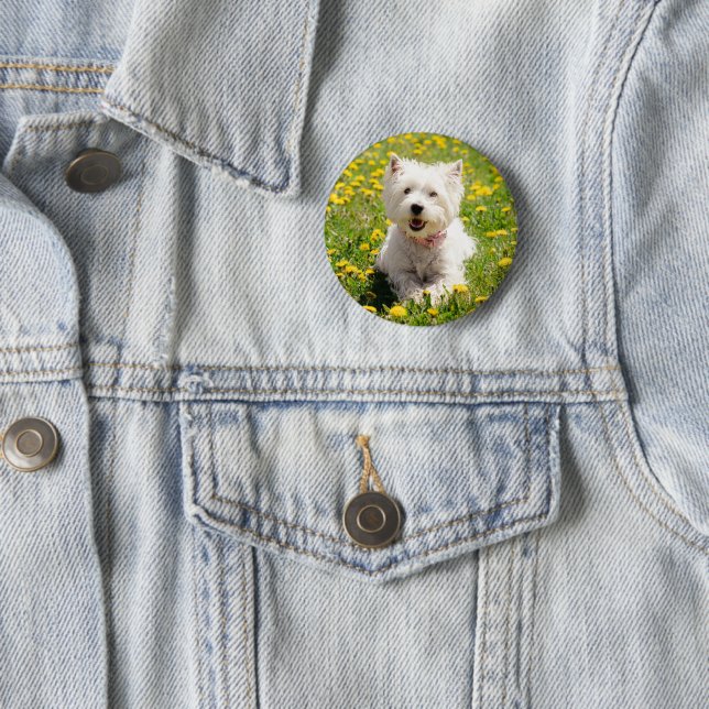 Badge Rond 5 Cm Animaux de bébés cutest | Chien Westin en Dandelio (En situation)