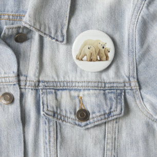 Badge Rond 5 Cm Animaux de bébés cutest   Famille d'ours polaires