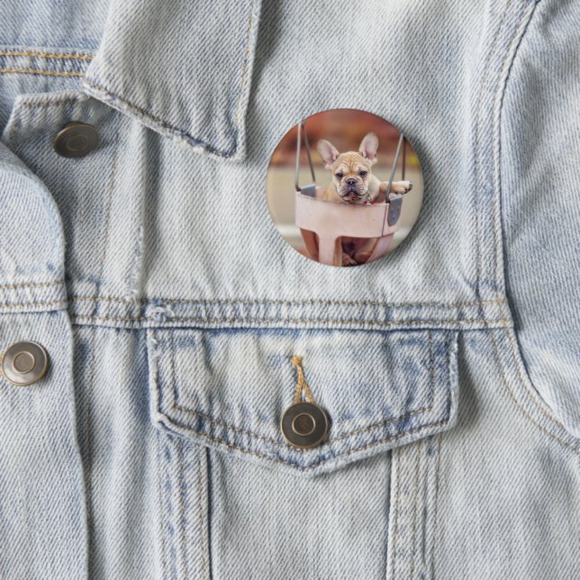 Badge Rond 5 Cm Animaux de bébés cutest | French Bulldog Playgroun (En situation)