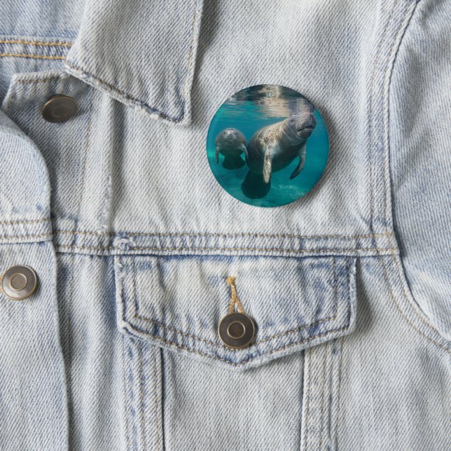 Badge Rond 5 Cm Animaux de bébés cutest | Manat & bébé (En situation)