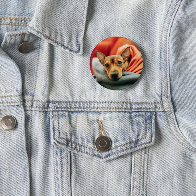 Badge Rond 5 Cm Animaux de bébés cutest | Miniature Pinscher (En situation)