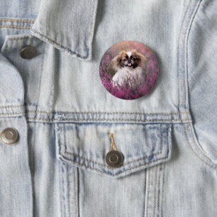 Badge Rond 5 Cm Animaux de bébés cutest   Pekingese Puppy