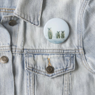 Badge Rond 5 Cm Animaux de bébés cutest   Trois jeunes ours polair