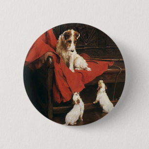 Badge Rond 5 Cm Animaux de compagnie vintage, chiens Terrier Jack 