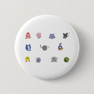 Badge Rond 5 Cm Animaux de Cute Chubby