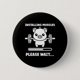 Badge Rond 5 Cm Animaux Installation Muscles Fitness Musculation P