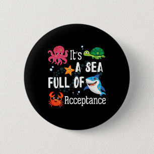 Badge Rond 5 Cm Animaux Océaniques Autisme Et Normal C'est Une Mer