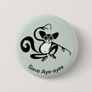Badge Rond 5 Cm Animaux sauvages - Sauvez AYE-AYES - Nature -
