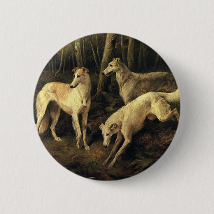 Badge Rond 5 Cm Animaux vintages, Chiens de Chasse au Gryhound en