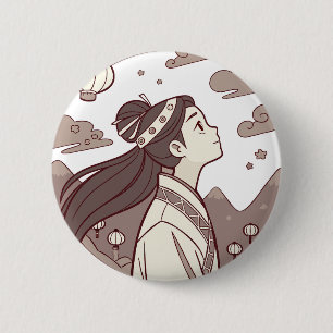Badge Rond 5 Cm Anime Girl Semble Blossom Cute Cadeau ✨ ☁️ 🗻 🏮