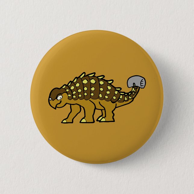 Badge Rond 5 Cm Ankylosaurus Brown (Devant)