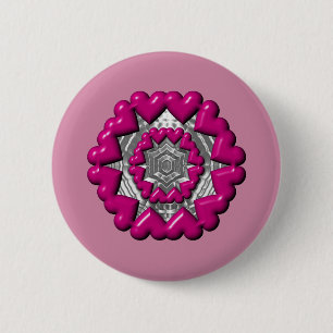 Badge Rond 5 Cm Anneau des Coeurs Valentine