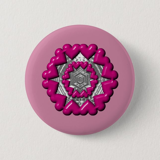 Badge Rond 5 Cm Anneau des Coeurs Valentine (Devant)
