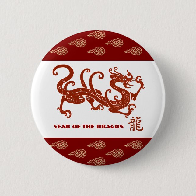 Badge Rond 5 Cm Année chinoise du dragon (Devant)