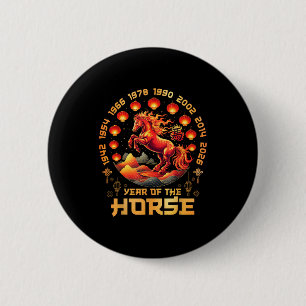 Badge Rond 5 Cm Année du cheval de feu Nouvel An chinois 2026 Déco