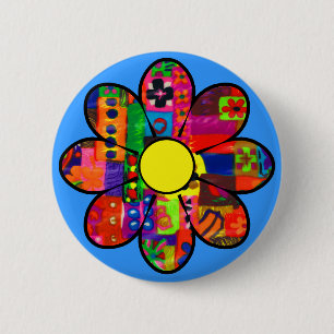 Badge Rond 5 Cm Années '60 flower power
