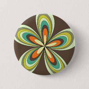 Badge Rond 5 Cm Années 60 super les années 70 Hippie Fleur Brown R