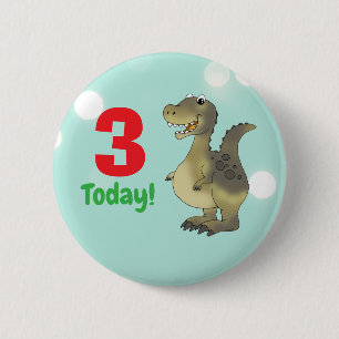 Badge Rond 5 Cm Anniversaire 3 ans Dinosaure - 3ème Anniversaire D