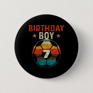 Badge Rond 5 Cm Anniversaire de 7 ans pour un garçon qui aime le f