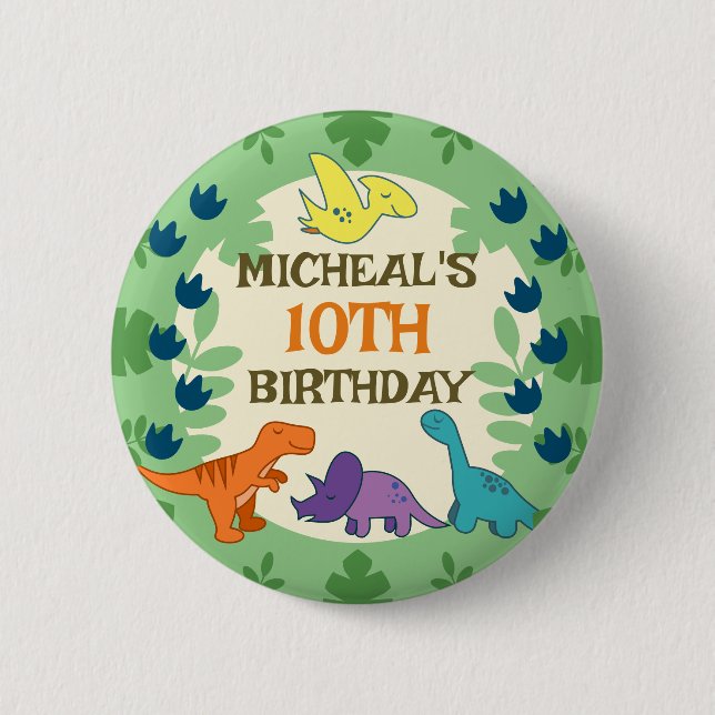 Badge Rond 5 Cm Anniversaire de dinosaure pour enfants (Devant)