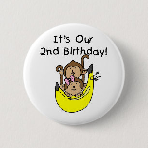 Badge Rond 5 Cm Anniversaire de garçon et de fille de singe de