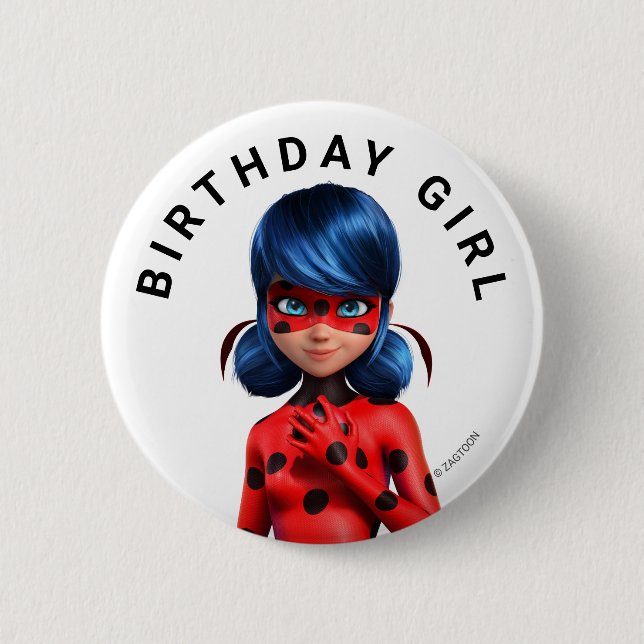 Badge Rond 5 Cm Anniversaire de la fille de la coccinelle (Devant)