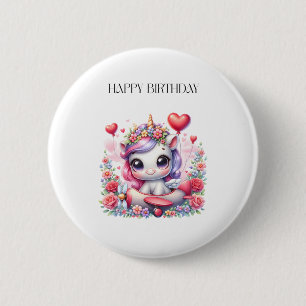Badge Rond 5 Cm Anniversaire de Licorne Pilote
