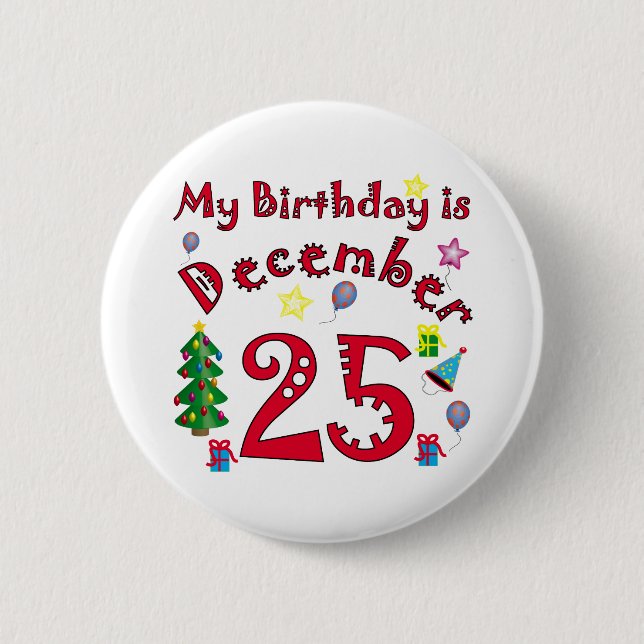 Badge Rond 5 Cm Anniversaire de Noël (Devant)
