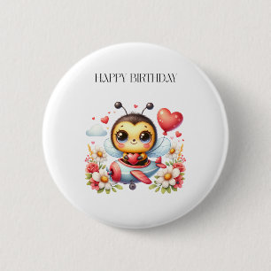 Badge Rond 5 Cm Anniversaire de Pilote Abeille
