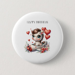 Badge Rond 5 Cm Anniversaire de Pony Pilot