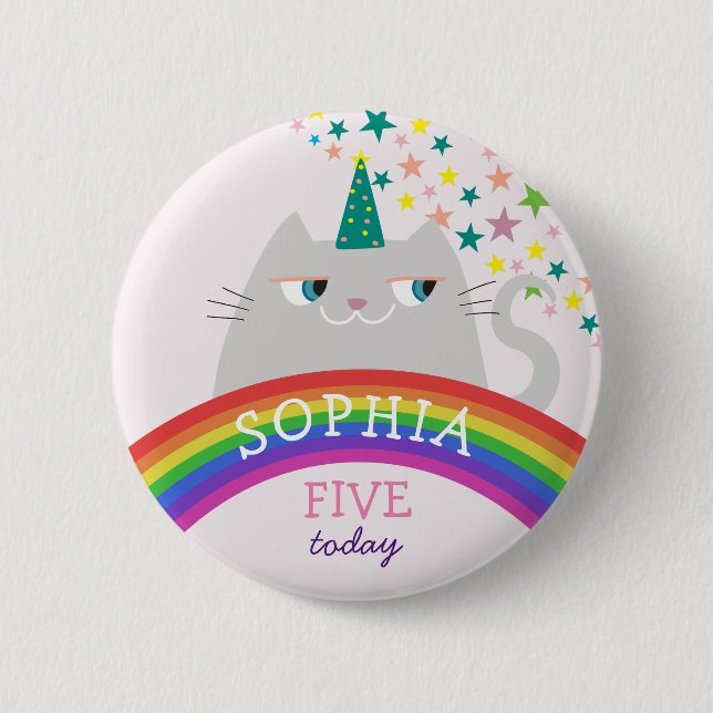 Badge Rond 5 Cm Anniversaire de Rainbow Girl (Devant)
