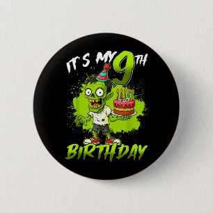 Badge Rond 5 Cm Anniversaire des 9 ans Zombie 9 ans Joyeux Hallowe