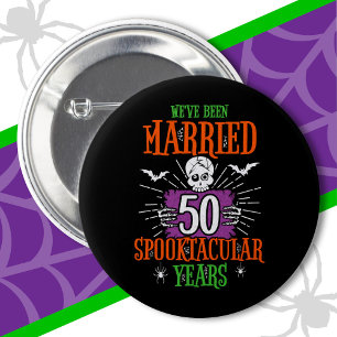 Badge Rond 5 Cm Anniversaire du 50e Mariage de Spooktacular d'Hall