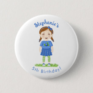 Badge Rond 5 Cm Anniversaire du bleuet