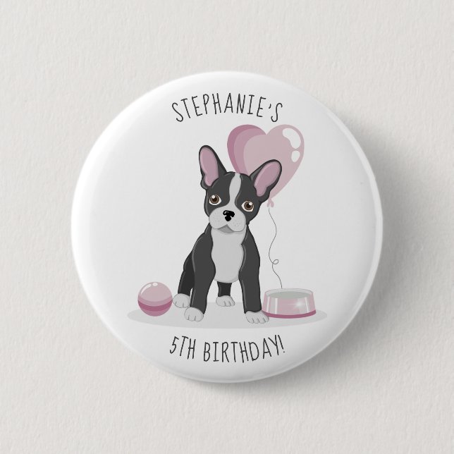 Badge Rond 5 Cm Anniversaire du Bulldog français (Devant)