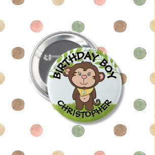 Badge Rond 5 Cm Anniversaire du Singe mignon