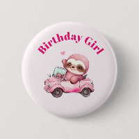 Anniversaire fille mignonne rose Sloth conduisant