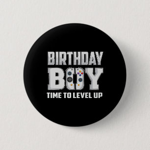 Badge Rond 5 Cm Anniversaire Garçon Temps De Niveau Up Video Jeu A