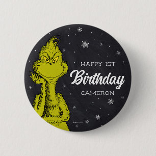Badge Rond 5 Cm Anniversaire Grinch Tableau Noir