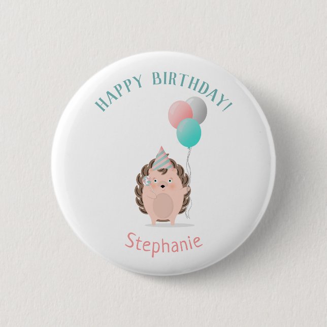 Badge Rond 5 Cm Anniversaire mignon de hérisson (Devant)