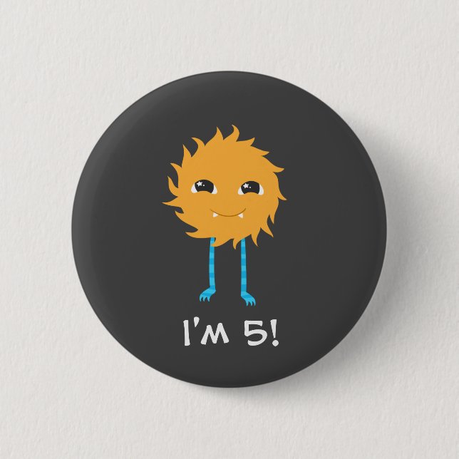 Badge Rond 5 Cm Anniversaire mignon de monstre (Devant)