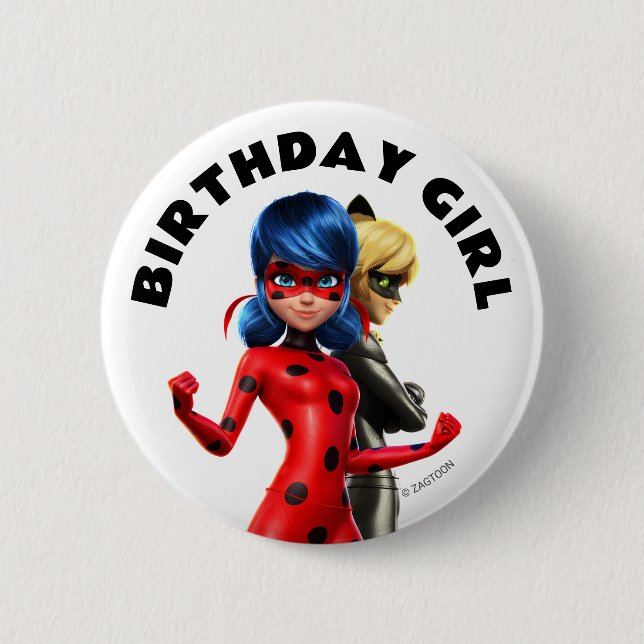 Badge Rond 5 Cm Anniversaire Miraculé de Ladybug et de Cat Noir (Devant)
