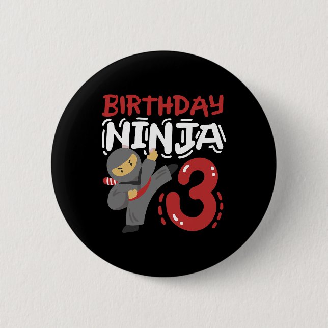 Badge Rond 5 Cm Anniversaire Ninja 3 Anniversaire Karaté Enfants 3 (Devant)