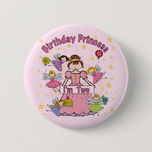 Badge Rond 5 Cm Anniversaire Princesse Je suis deux t-shirts et ca
