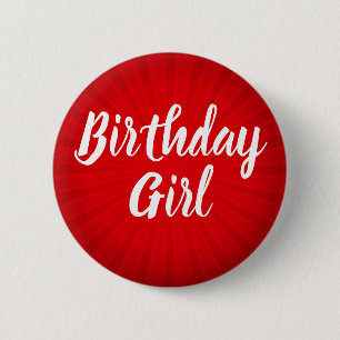 Badge Rond 5 Cm Anniversaire rouge de rayon de soleil